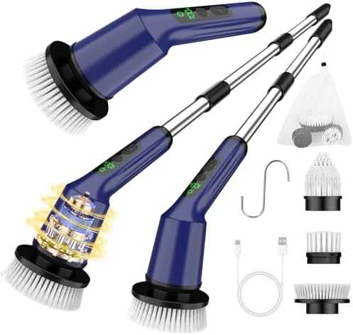 Electric Spin Scrubber for Bathroom, Shower Scrubber with Long Handle