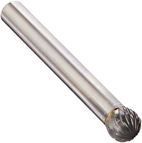 Drill America SD-2 Carbide Burr/Rotary File Ball-End Double Cut for Die Grinder 5/16" Dia. x 1/4" Cut Length with 1/4" Shank and 2" Overall Length, DUL Series