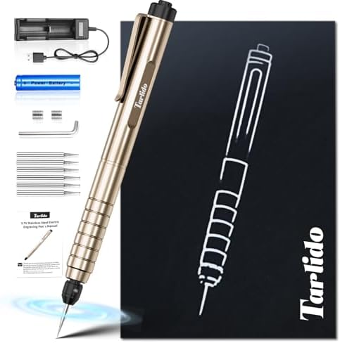 Tarlido Engraving Pen, USB Rechargeable Cordless Rotary Tools, Professional Mini Carving Machines Portable DIY Engraver Machine for Metal to Wooden, Glass, Jewelry-Gold