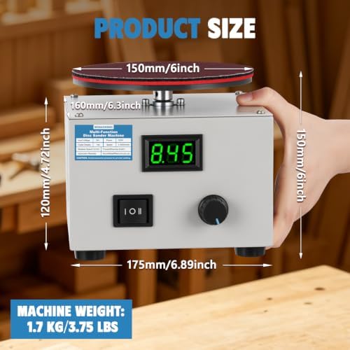 MXBAOHENG Mini Bench Disc Sander 6" Sanding Disc Machine w/ 40 Sandpapers