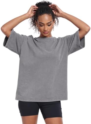 Womens Vintage Oversized T Shirts Acid Washed Baggy Cotton Tee Workout Gym Shirts Boyfriend Short Sleeve Tops