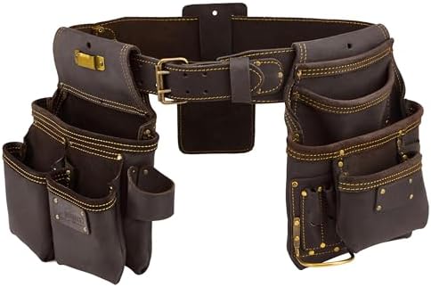 OX Carpenter Tool Belt + Pouches - Leather Tool Belts For Men - Size XL