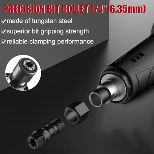 AOBEN Cordless Die Grinder, 25,000 RPM Electric Straight Grinder Tool with 2 x 4.0Ah Batteries & Charger, 1/4" Collet, 3-Speed Heavy-Duty for Metal Grinding, Polishing, Welding Repair, Tool Case