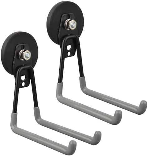 ULIBERMAGNET Magnetic Garage Hook, Cordless Drill Hooks Heavy Duty,Power Tool Organizer,Large Manget with Hooks for Workshop Organization,2 Pack Hook for Drill,Garden Tool(Gray)