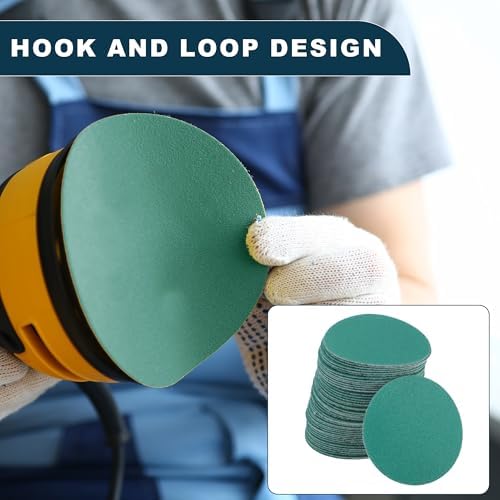 Car Sanding Discs 2inch 150 Grit Abrasion Resistance | Round Hook and Loop Sandpaper Green 50 Pcs
