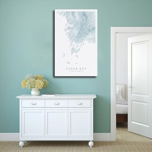 DUYIGCR Cedar Key Map, of Florida, Beach Home, Canvas Poster Bedroom Sports Landscape Office Room Decor Gift Unframe 16" L X 24" W