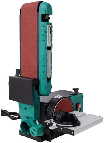 Benchtop Belt and Disc Sander - 4x36 Inch Belt & 6 Inch Disc, 120V/60Hz, Adjustable 0-90° Tilt & 0-45° Bevel Table, Quick-Change Sandpaper for Woodworking & Metalworking, Green (Model 1)