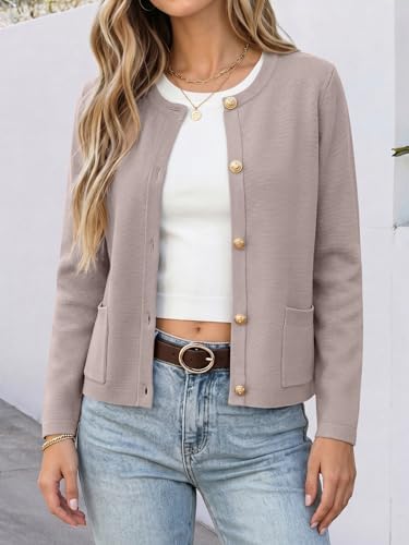 ANRABESS Women's Button Down Cropped Striped Cardigan Sweaters