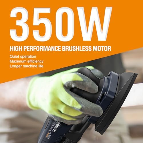 MAXXT Brushless 2-in-1 Detail Sander and Sheet Sander Set, 350W 3mm Electric Orbital Sander with Replaceable Backing Plates, Variable Speed Compact Mouse Sanders for Woodworking with 20 Sanding Papers