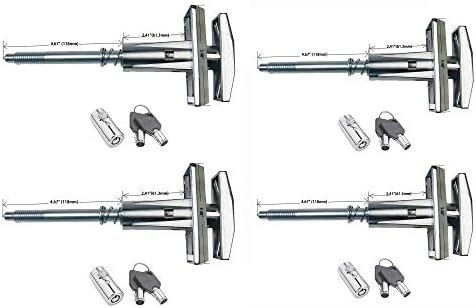 Dixie Narco T-Handle Replacement Whole Set Assembled with High Security Lock (Chrome Pack of 4, Assembled w/Tubular Lock)