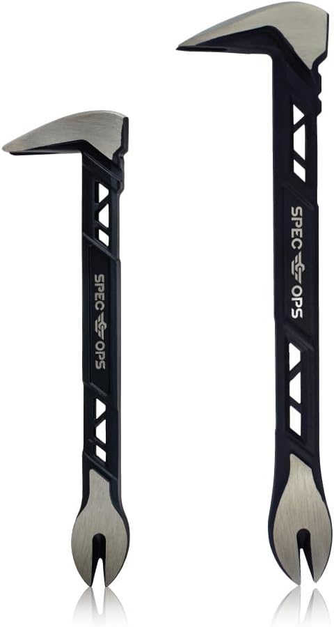 Spec Ops Tools Nail Puller Cats Paw Pry Bar, High-Carbon Steel, for Woodworking & Remodeling, 8, 10 Inch Combo Pack