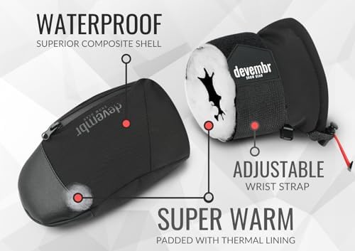 devembr Advanced Snowboarding Mittens with Wrist Guards & Removable Liners