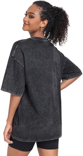 Womens Vintage Oversized T Shirts Acid Washed Baggy Cotton Tee Workout Gym Shirts Boyfriend Short Sleeve Tops
