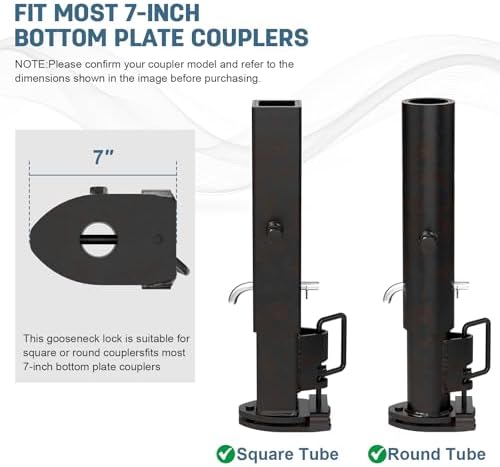 Gooseneck Trailer Lock Set Compatible with Most 7-in Floor Plate Connectors