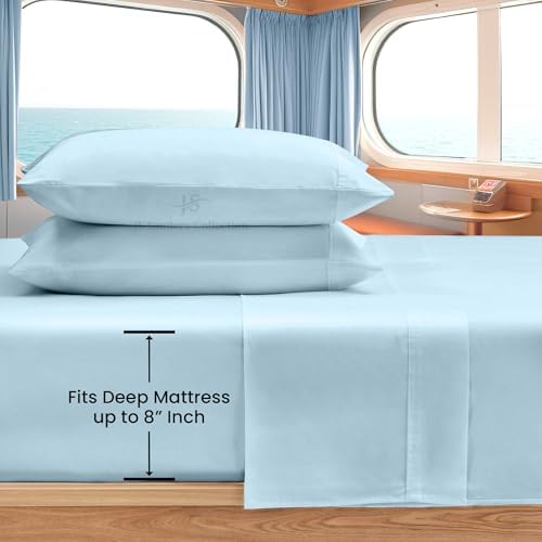 JS Sanders Collection 4PC Boat Sheet Set Universal AFT Berth, Light Blue