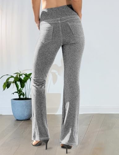 VOOVEEYA Women's Bootcut Leggings - Bootleg Yoga Pants Flare with 4 Pockets