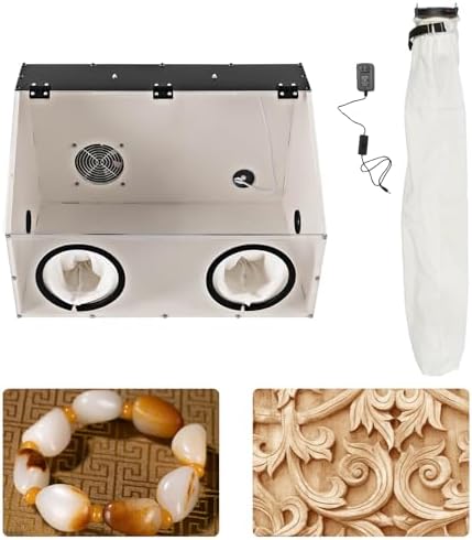 TFCFL Dust Box Enclosed Electric Grinding Table Polisher Dust Box Acrylic Cover 4mm Fully Enclosed Electric Grinder Polisher Acrylic Dust Cover Box 110V Polishers Buffers (2Holes)