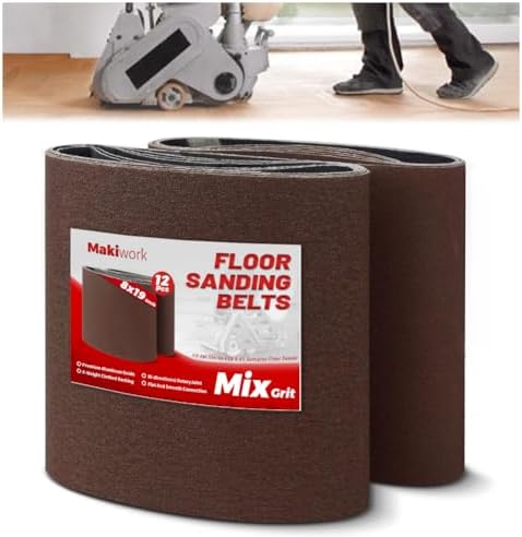 8 inch x 19 inch Assorted Sanding Belts, 12 Pack, 2 Each of 40/60/80/100/120/150 Grits, EZ 8 Drum Sander Sandpaper Rolls for Woodworking and Floor Polishing
