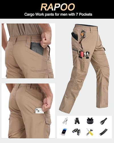 Mens Cargo Pants Ripstop Breathable Tactical Hiking Pants with 7 Pockets