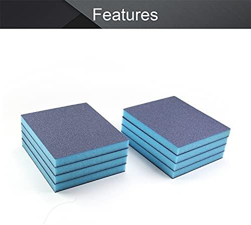 Utoolmart Sanding Sponge Sanding Blocks, 120 Grit Wet Dry Sandpaper Sponge, Washable and Reusable Sand Sponge Kit, for Kitchen Cookware Cleaning and Rust Removal of Rusted Metal, Blue, 8 Pcs