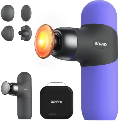RENPHO Mini Thermal Massage Gun with Heat, Color Silicone Casing, 4 Speeds