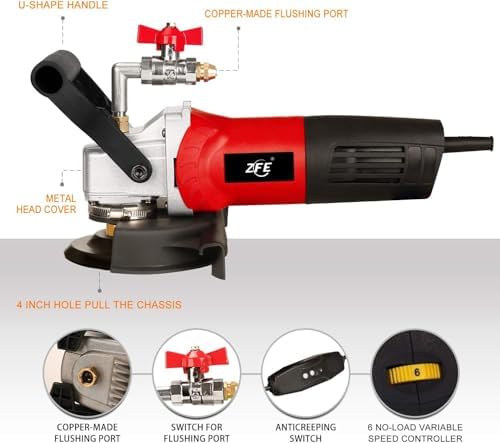 800W/110V Variable Speed 4'' Wet Polisher / Grinder & Granite Diamond Polishing Pads Concrete Polisher Stone Polisher for Granite/Marble/Concrete/Stones (PA0001000-2)