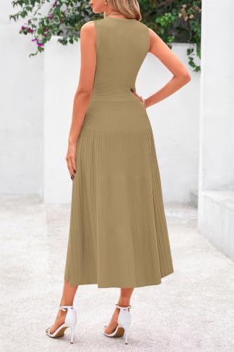 PRETTYGARDEN Women's Summer Pleated Midi Work Dress