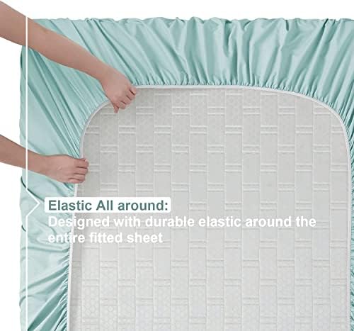 Nestl Twin Sheets Set - 3 Piece Twin Bed Sheets, Hotel Luxury, Extra Soft, Double Brushed Bedding for Twin Size, 2 Tone Aqua/Navy Set, Aqua Fitted Sheet, Navy Flat Sheet, Navy Pillow Case