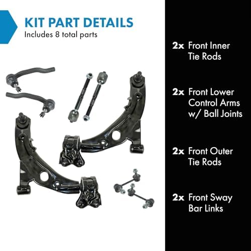 TRQ Front Steering & Suspension Kit Control Arm with Ball Joint Sway Bar