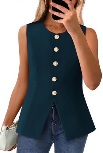 BTFBM Suit Vest Tops For Women Sleeveless Blazer Work Wear