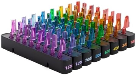HOZO NeoSander 64pcs Multicolored Sanding Head Collection, 8 Shapes × 8 Grit Levels, Color-Coded System (#180–#1500), Detail Sanding Heads for Precision Finishing, Edges & Surface Preparation