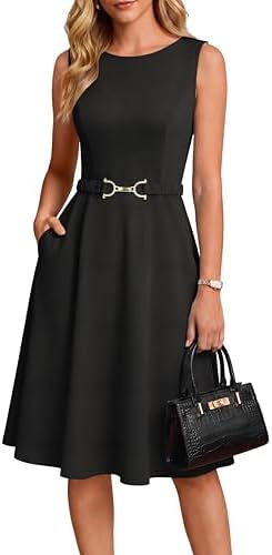 GRACE KARIN Work Business Midi Flowy Sleeveless Dresses for Women