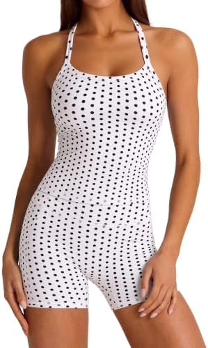 SUUKSESS Women 2 Piece Workout Sets High Waisted Biker Shorts with Pockets Built in bra Racerback Tank Tops