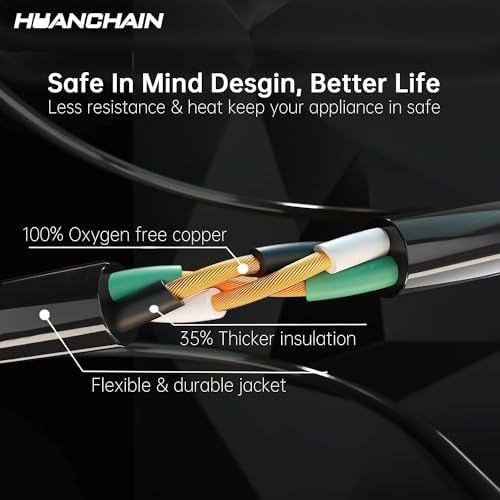 HUANCHAIN Indoor Outdoor Black Extension Cord 25 ft 2 Pack Waterproof, 16/3 Gauge Flexible Cold-Resistant Appliance Cable Outside, 13A 1625W 16AWG SJTW, 3 Prong Electric Cord, ETL