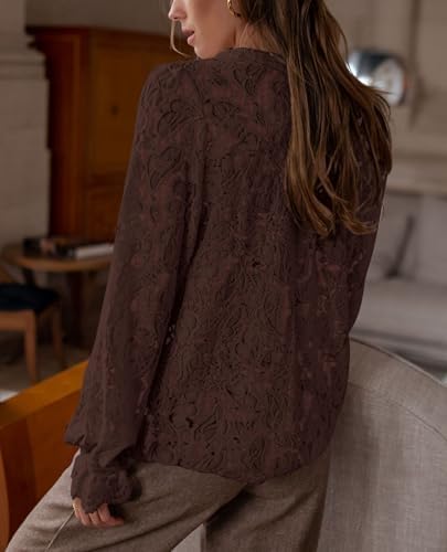 PRETTYGARDEN Women's Fall Trendy Long Sleeve Lace Tops