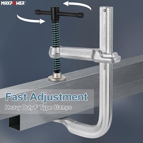 MAXPOWER Thick Rail F Clamp, 8" Opening, 4-3/4" Throat
