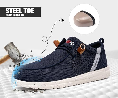 LARNMERN Steel Toe Loafers Women Slip On Work Safety Shoes Walking Sneakers