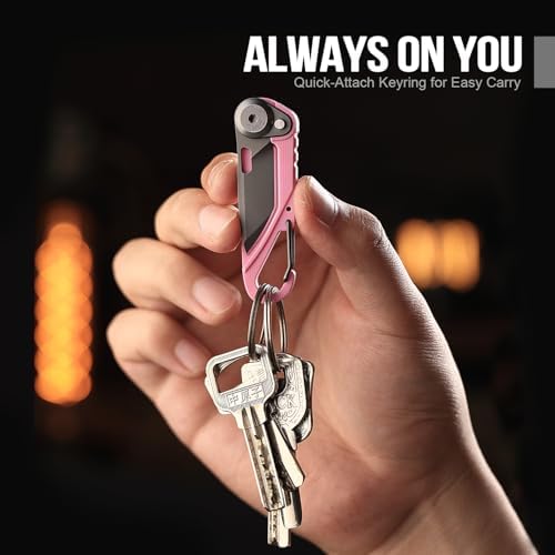 TACRAY Vinto 5-in-1 Keychain Multitool Mini Pocket Knife, 1.5" Blade, Pink