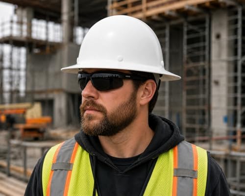 MSA Skullgard Full-Brim Hard Hat with Suspension - Non-Slotted Cap, Made of Phenolic Resin, Radiant Heat Loads up to 350F, Standard Size Hard Hat | Fas-Trac III Ratchet Suspension