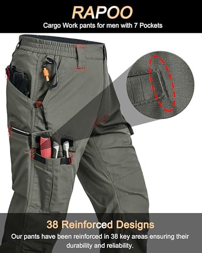 Mens Cargo Pants Ripstop Breathable Tactical Hiking Pants with 7 Pockets
