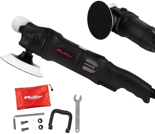 Maxshine 5” Dual Action & 5” Rotary Polisher Set – 15mm Long Throw 1000W Car Buffer with 5” Backing Plate & Variable Speed – Professional Auto Detailing Tool for Cars, Trucks, SUVs & Boats