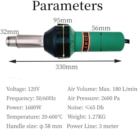 110V 1600W Professional PVC Roofing Welding Tools Heat Gun Kit Plastic Welder Hot Air Weld Gun with Roofing Seam Rollers Seam Tester Probe Weld Nozzle (110V Heat Gun Set)