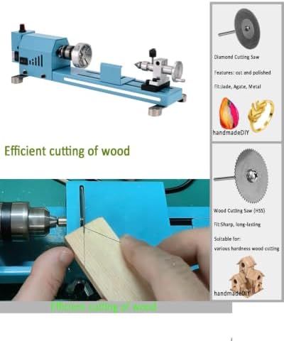 Mini Wood Lathe Machine Infinite Speed Control Multi-Purpose Type For Desktop Supports Wood Sawing, Polishing, Grinding The Professional Set Of Accessories Comes With Instructions For Easy Use