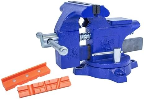 Yost Vises LV-4 Homeowner's Vise with UP-360 Soft Jaw Cover Kit | Heavy Duty Table Vise 4.5-Inch Jaw Width with a 3-Inch Jaw Opening Home Vise | Secure Grip with 240-Degree Locking Swivel Base