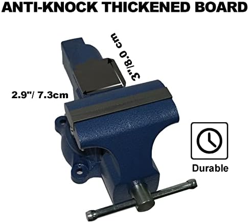 Bench Vise 6 Inch Jaw Width 5.5 Inch Jaw Opening Home Vise - Secure Grip with 360° Swivel Base Home Vise Rotation Base - Assembled with a Combination of Heavy Duty Cast Iron and Steel - Blue