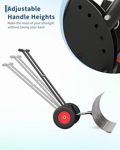 30" Heavy-Duty Steel Snow Pusher with Wheels, Adjustable Ergonomic Handle & 45° Angled Blade for Efficient Driveway & Sidewalk Clearing