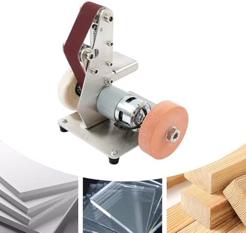 Mini Belt Sander,Small Electric Belt Grinder Electric Bench Grinder Sanding Machine 7 Adjustable Speed Buffer Polisher for Woodworking, Metal Working DIY