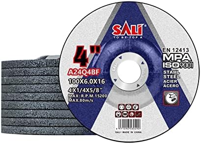 SALI 10 Pack 4 Inch Grinding Wheels for General Purpose Metal & Stainless Steel, Aluminum Oxide Grinding Disc for Angle Grinder, Depressed Center 4" * 1/4" * 5/8"(100 * 6.0 * 16 mm)