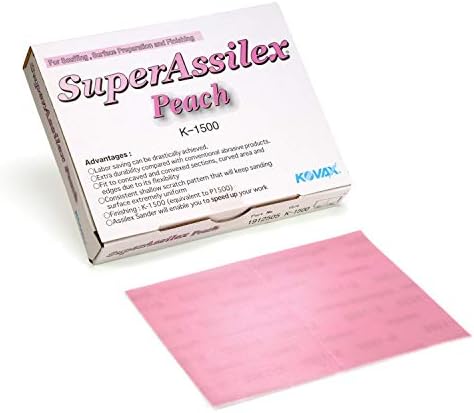 Super Assilex Flexible Sanding Sheets, Peach K-1500, Hook & Loop, 191-2505, 25 Sheets