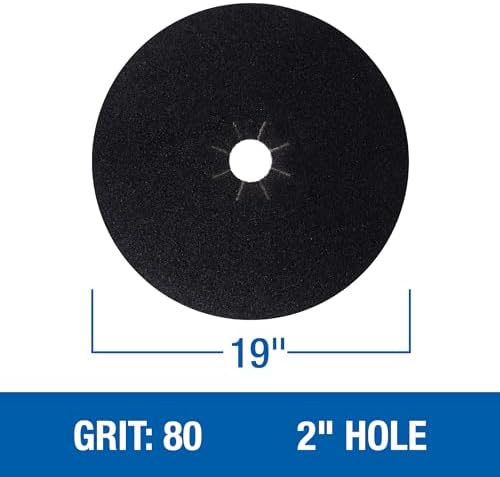 Mercer Industries 429080 Silicon Carbide Floor Sanding Disc, Cloth Back, 19" x 2" Hole, Grit 80X, 20-Pack